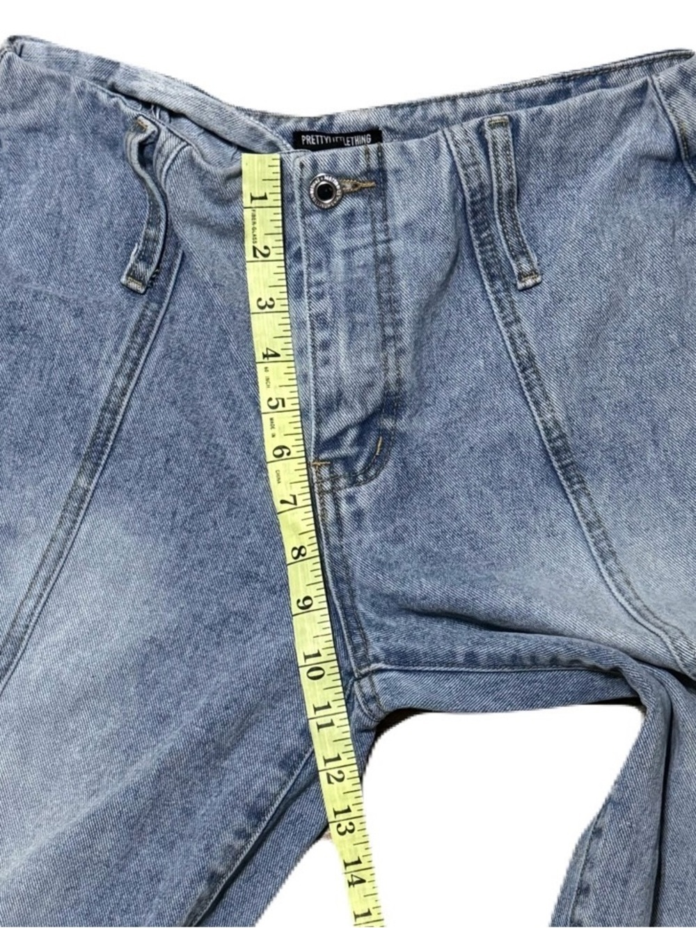 Light Blue Washed Front Seam Detail Wide Leg Jeans from PrettyLittleThing US 6 - Picture 9 of 12